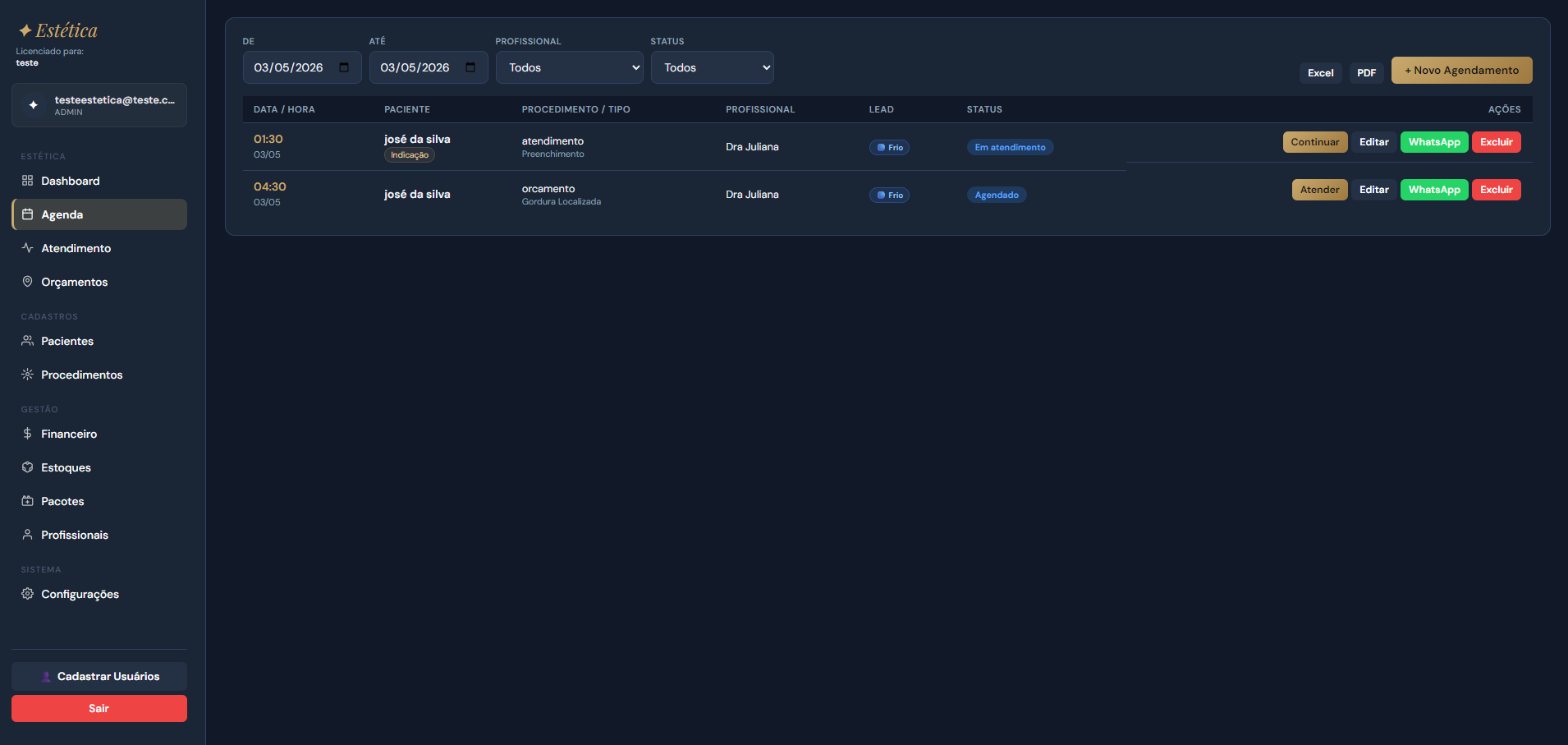 Sistema para clínica estética — agenda avançada ClínicaSys Pro