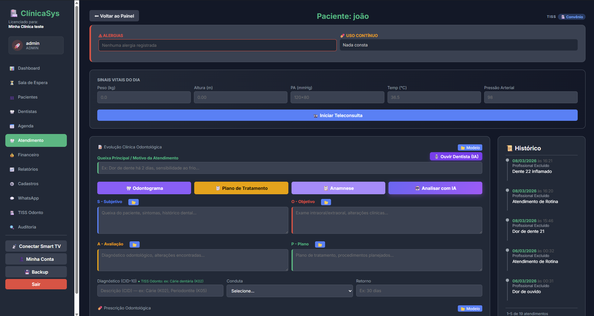 Prontuário de Atendimento