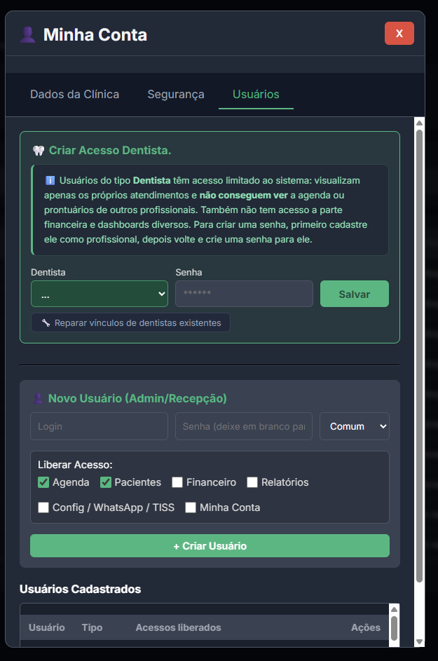 Configurações Minha Conta
