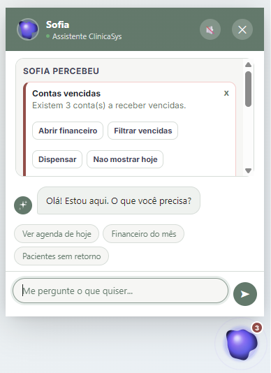 Assistente Sofia no sistema