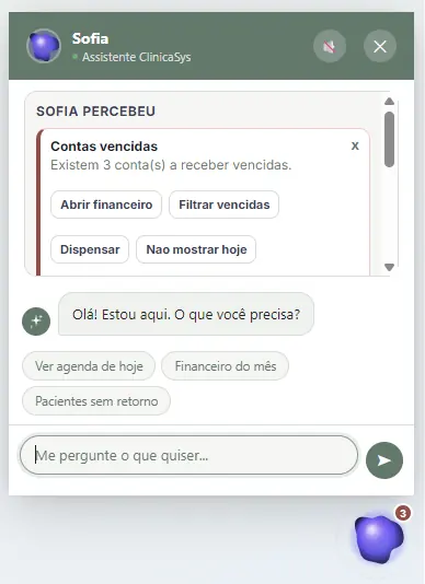 Sofia IA do ClínicaSys Pro